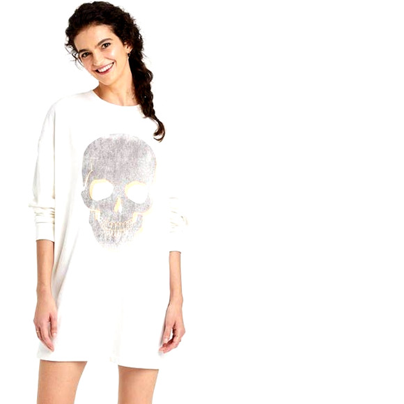 Grayson Threads Women's XL Skull Crew Neck Long Sleeve Graphic Sweatshirt Dress - Picture 4 of 8